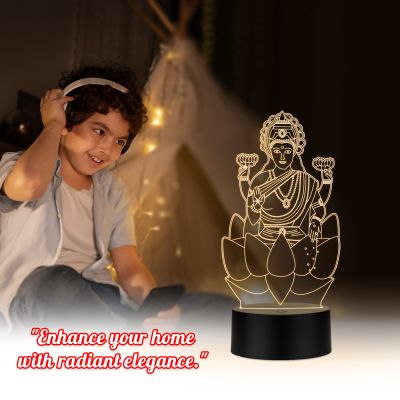 3D Illusion Laxmi Maa Night lamp with Warm White Led Light Home Decoration Lamp